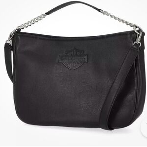Harley Davidson Iconic B&S Chain Hobo Black Purse-NWT